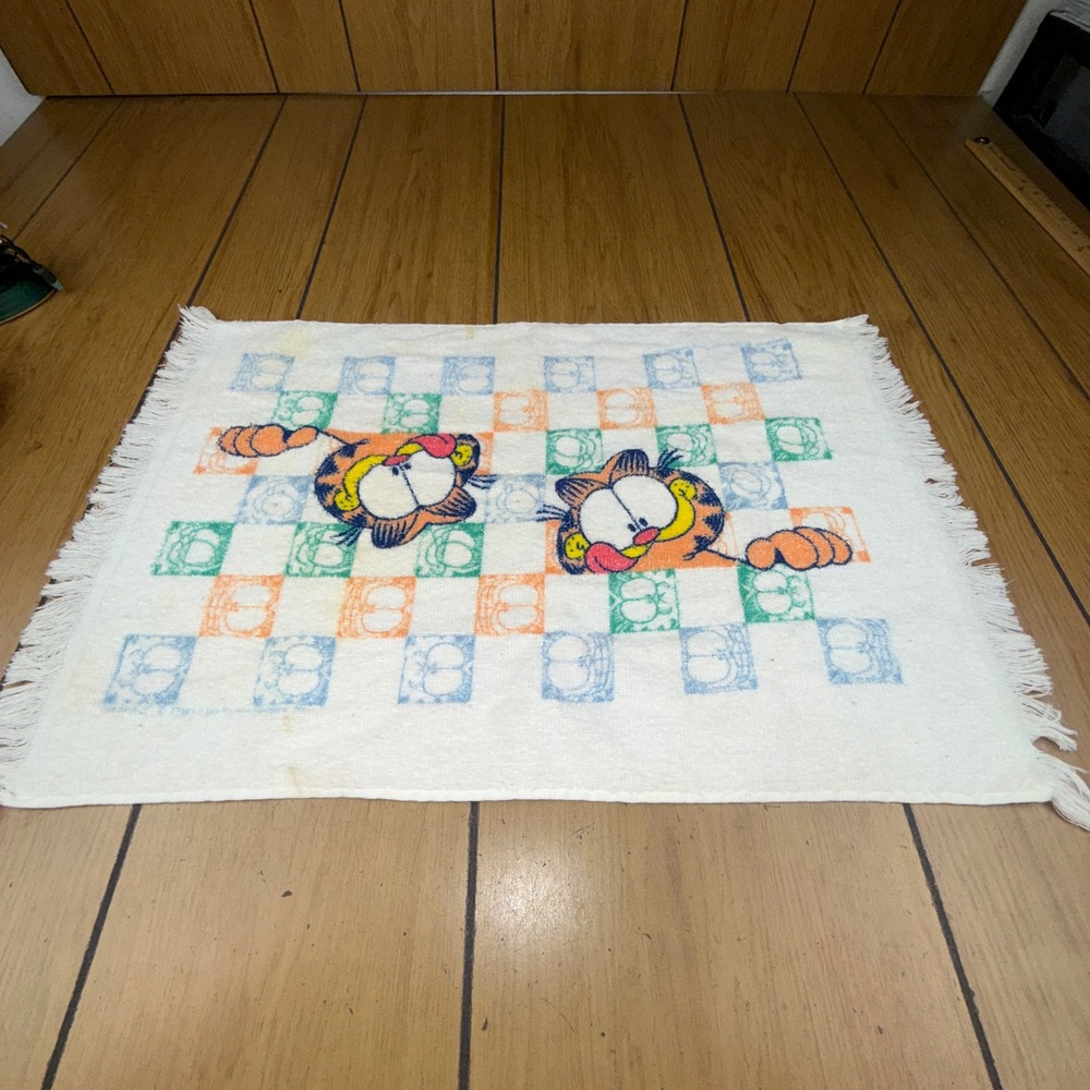 Vintage Garfield‎ Cannon USA Kitchen Towel Funny Cartoon Cat Checkerboard